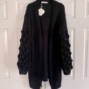 Black open cardigan